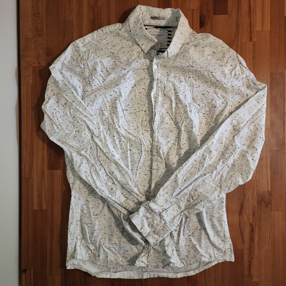 Denim and Flower White and Black Buttonup Large